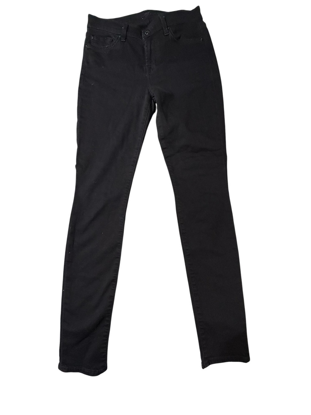 7 For All Mankind Black Skinny Jeans Size 26 Stretch Denim Mid Rise Minimalist
